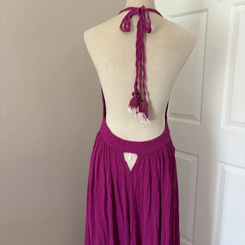 Free People Maxi Dress Look Into The Sun XL Baton Rouge Halter Boho Cutout